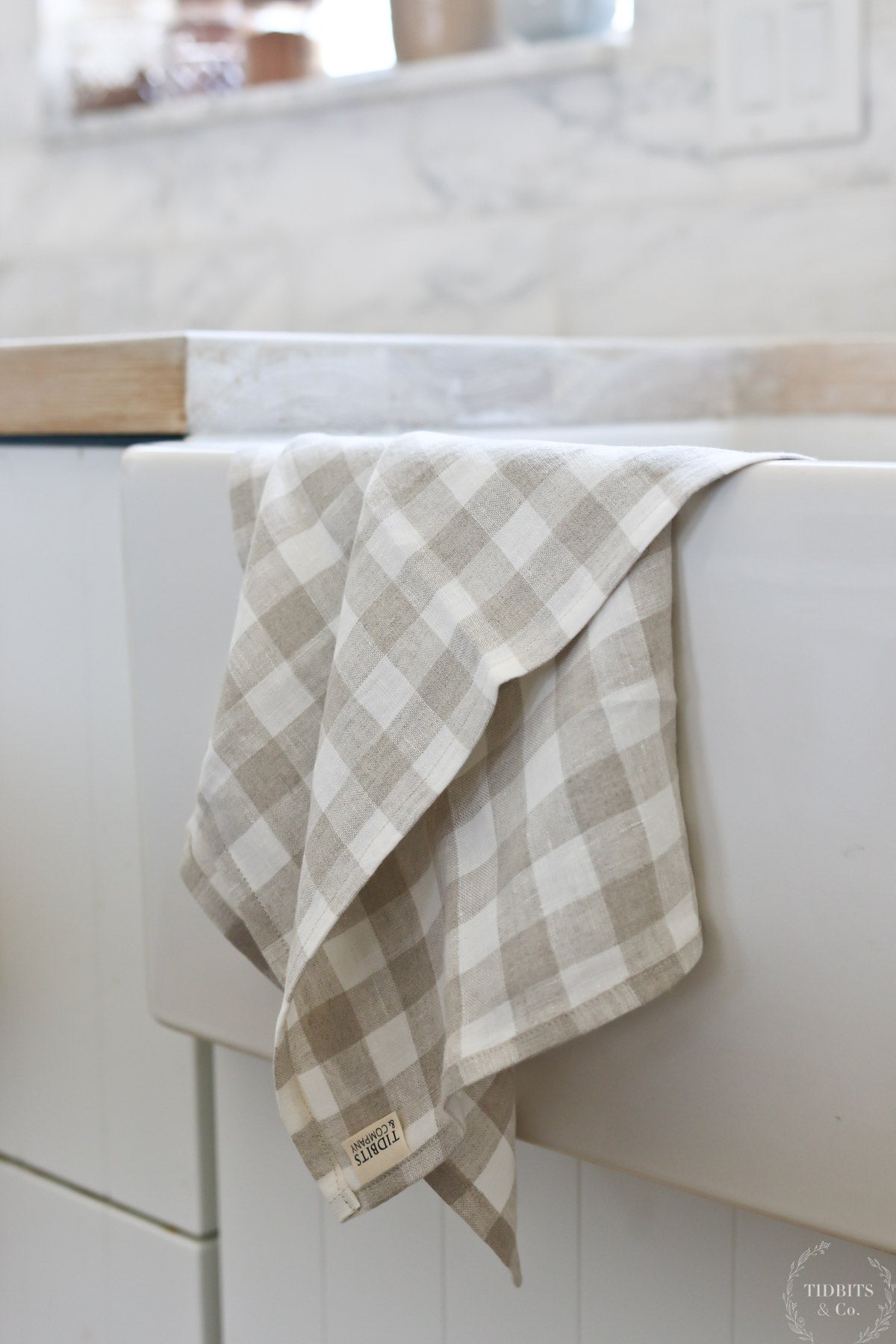 Linen Tea Towel Set, Linen Kitchen Towels Beige White Check, Gingham. Pure  linen dish towel, dishcloth. Christmas gifts