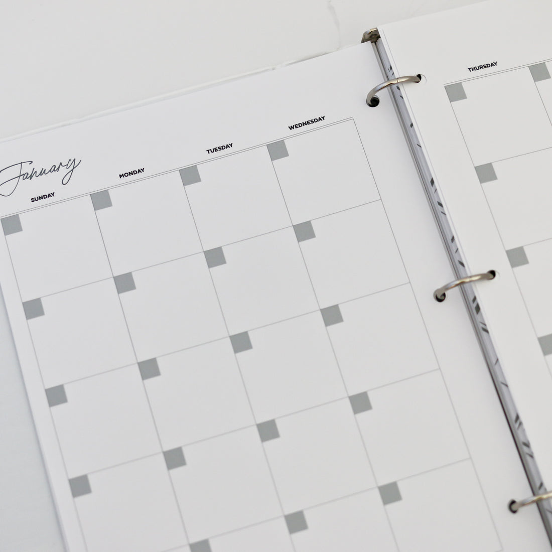 Undated Sunday Start Printable Planner