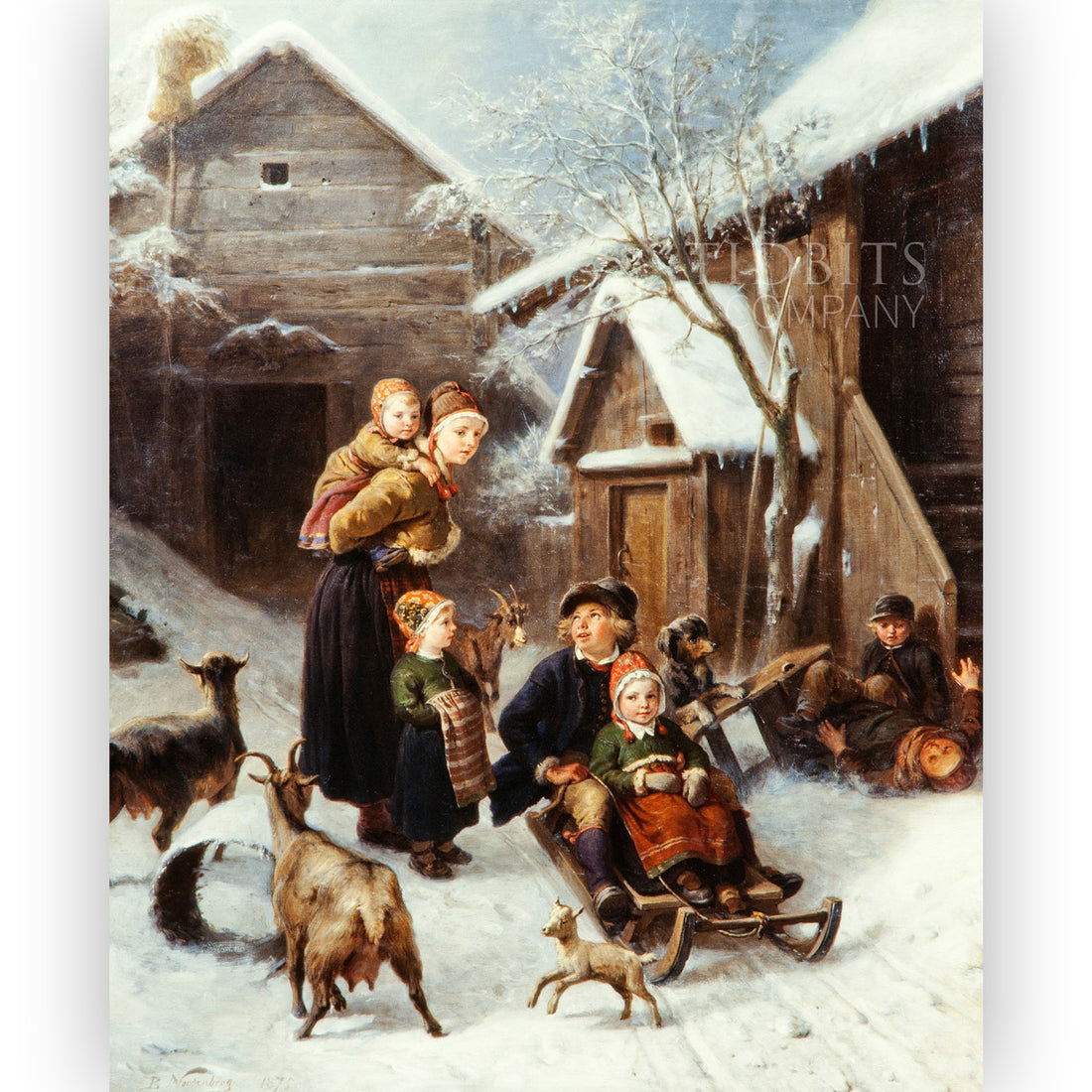 Vintage Art Print | Winter Kids