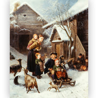 Vintage Art Print | Winter Kids