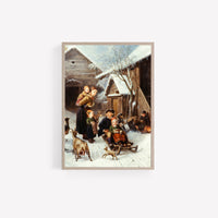 Vintage Art Print | Winter Kids