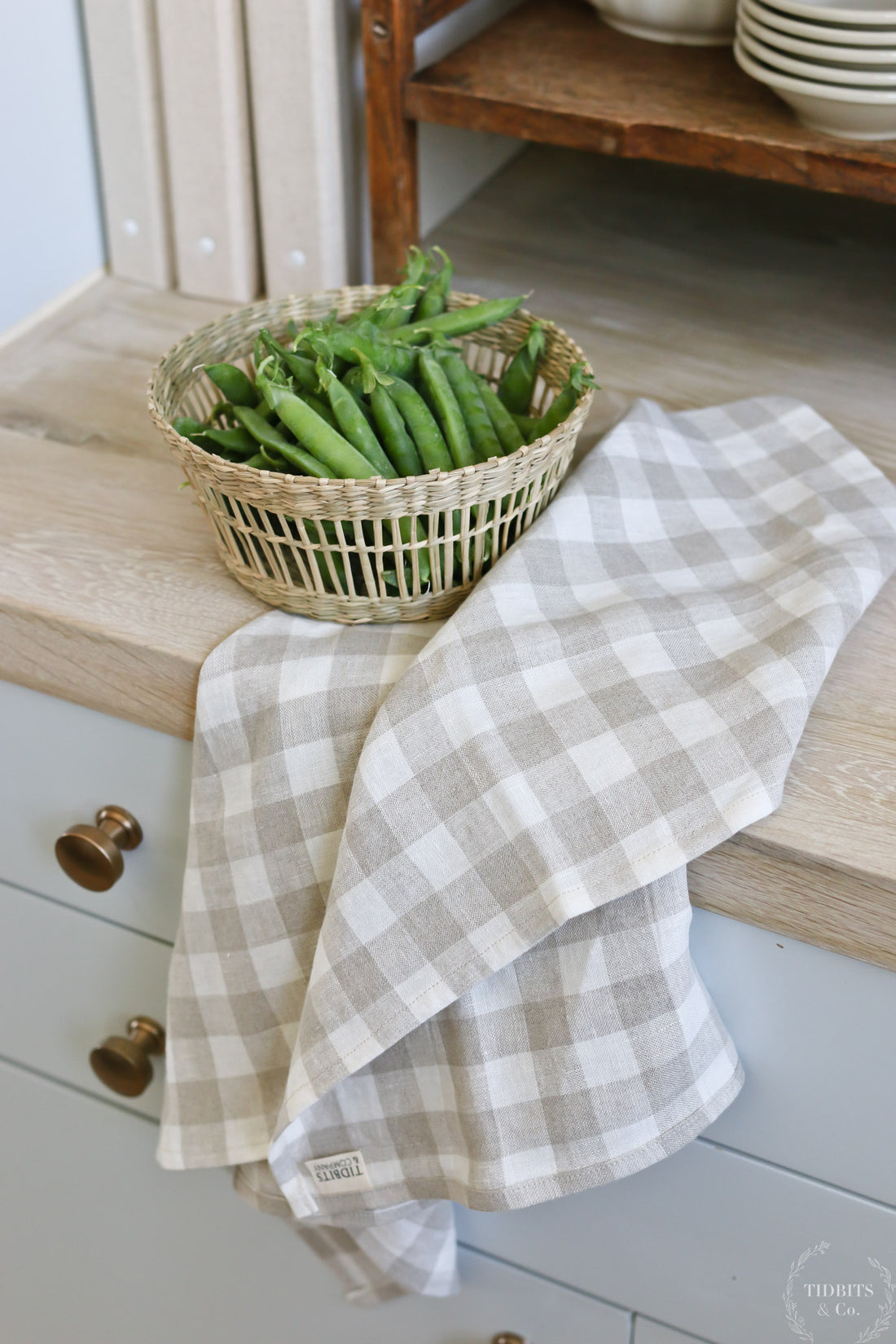 Washed linen Gingham Tea Towel Set, Linen Kitchen Towels White Red Check.  Pure linen dish towel, dishcloth. Christmas gifts. Kitchen linen