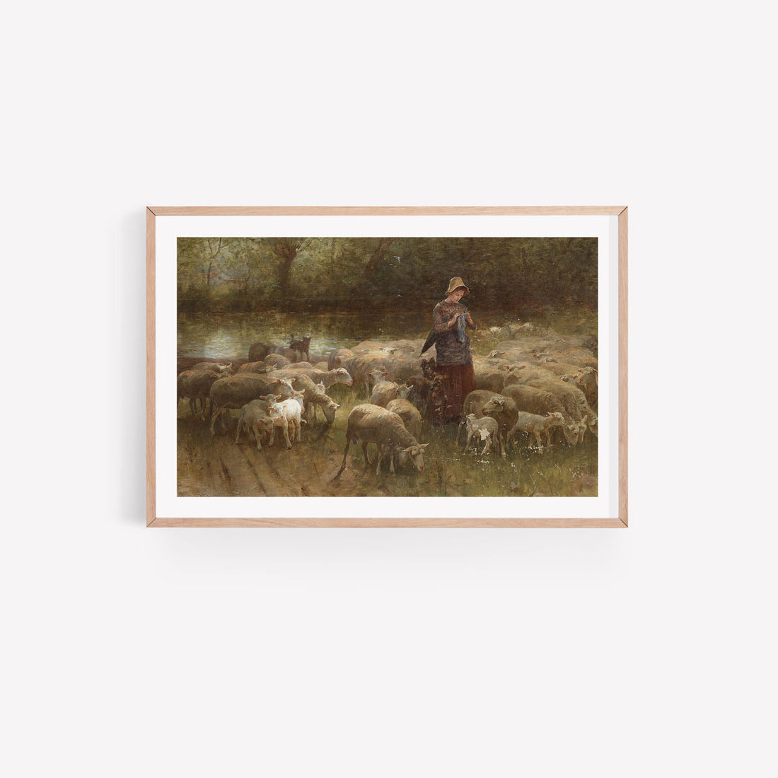 Vintage Art Prints | Multitasking Shepherdess