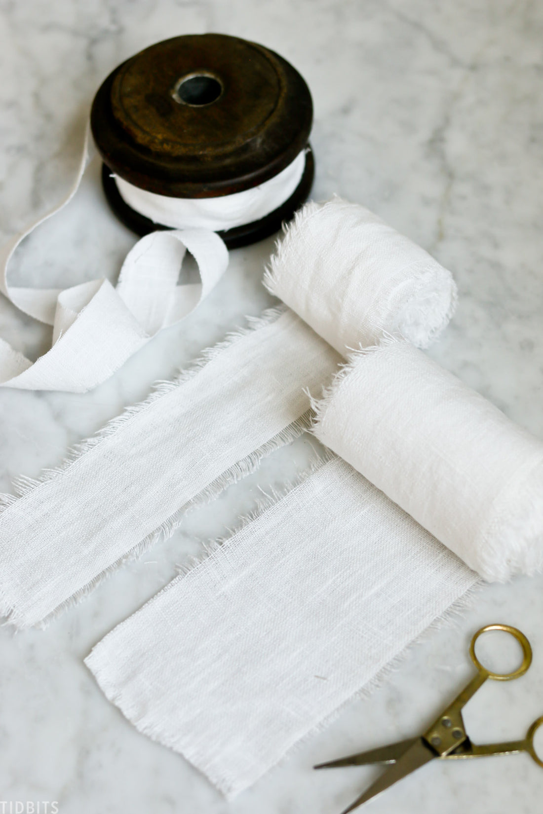 Natural Cotton Linen Frayed Edge Ribbon Bows Vintage Wedding